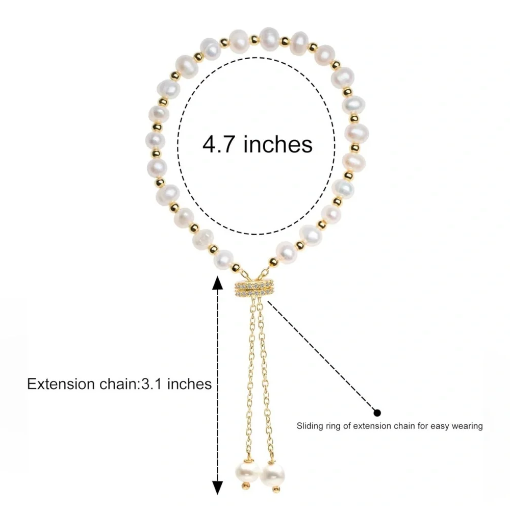 NWT Pearl Bracelet Chain Link Baroque Culture Bossimi 14K Gold Filled Adjustable